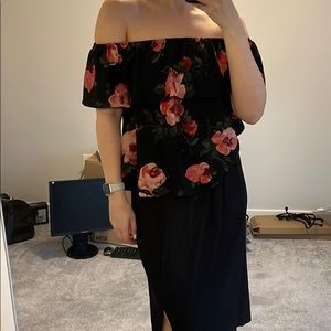 Off the shoulder rose pattern top